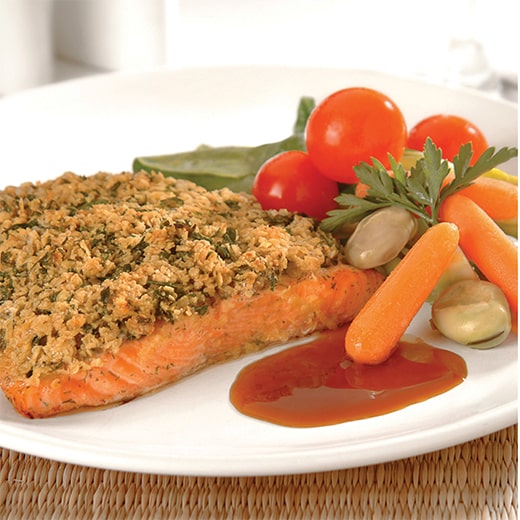 delicioso salmón con costra de avena